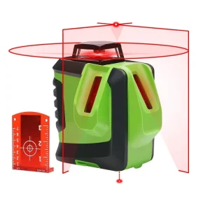 Huepar 622CR Self leveling 360 Horizontal Laser 2 Vertical Lines 2 PLUMB Dots Multi Outdoor Pulse Mode Red Beam Laser Level
