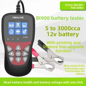 Humzor Automotive Battery Tester 12V Test Device with One Key Reading and Intelligent Diagnostics OLIVER Fitment Black Red