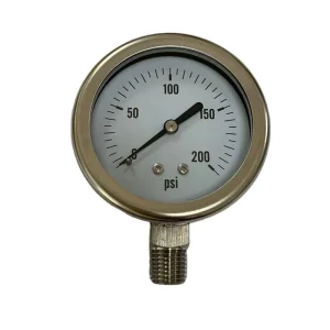 Hydraulic Oil Pressure Gauge 0-200psi 1/4 NPT Bottom Mount Stainless Steel Case Glycerin Filled