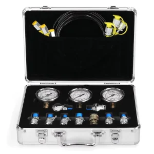 Hydraulic Pressure Gauge Kit for Excavator 9 Couplings 3 Pressure Gauges 3 for Hoses OEM Brand 6-Month Warranty