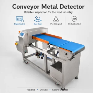 IP65 Waterproof 304 SS Conveyor Metal Detector for Food Industry with Digital Control Easy Clean