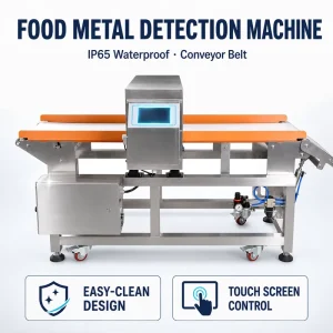 IP65 Waterproof Metal Detection Machine for Food with Conveyor Belt Easy Clean Touch Screen Control