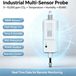 IP67 CO2 Sensor Probe 0 10000ppm Wall Mounted Air Quality Monitor for CO2 Temp Humidity With Output RS485 Communication