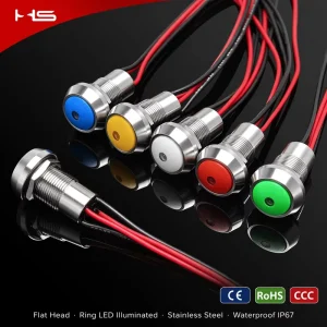 IP67 IP68 Waterproof Push Button Switch Low M0Q Custom Color 12mm 16mm 19mm 22mm LED Ring Stainless Steel CE