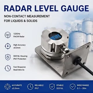Industrial 122GHz Radar Level Transmitter ±1mm High Precision Level Gauge with SS316L Housing RS485 Modbus for Harsh Environment