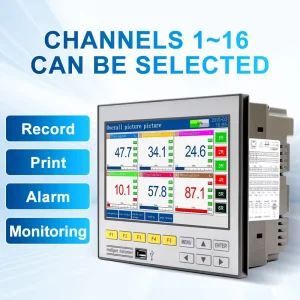 Industrial 16-Channel USB Data Logger OEM Logging Temperature DC Voltage/Current Water Data Via Flow Meters Sensors 7-inch TFT