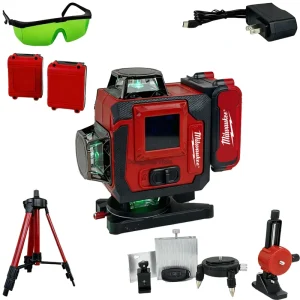 Industrial 360 Self Leveling Green Laser Level with Lithium Battery for Construction and Picture Hanging 12 Lines