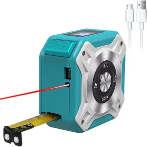 Industrial 5m Measuring Tape Ruler Multifunctional Aluminum Alloy Laser Distance Meter USB Charging LCD Digital Display 0.4kg