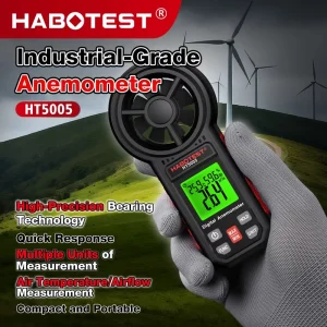 Industrial 6 Unit Digital Anemometer Data Hold Portable High Precision 8 Blade Anemometer With Wind Speed Airflow Temp Humid