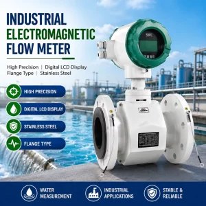 Industrial Electromagnetic Flow Meter High Precision Digital LCD Display Flange Type Flowmeter for Water Stainless Steel