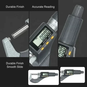Industrial Electronic Micrometer Gauge 01 Inch LCD Display High Accuracy 0.00005 Inch Metalworking Tool Quality Control Workshop