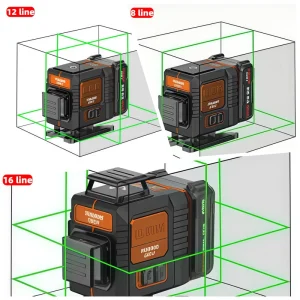 Industrial Grade 4D 12 16 Line Self Leveling Green Beam Rotary Automatic Lithium Battery VC 001 635nm Laser Level