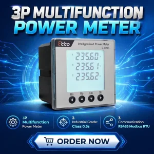 Industrial Grade Class 0.5s CE Certified RS485 Modbus RTU Panel Mount Three Phase Multifunction Power Meter for Data Center