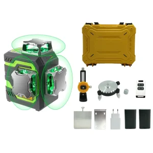 Industrial Grade Construction 360 Rotary Green Laser Level 3D 12 Lines with Tripod IP65 Rated 1mm Precision