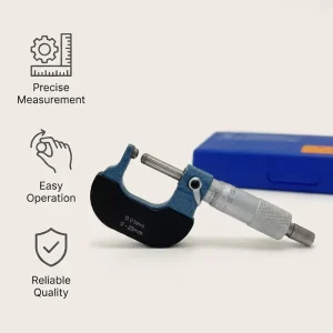 Industrial Grade External Diameter Micrometer 0.001mm Resolution Blue Enamel Frame for Machine Shops