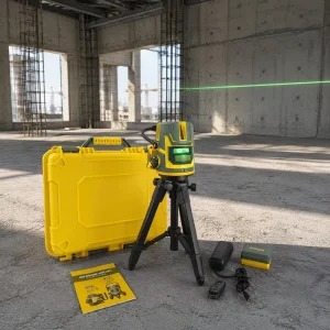 Industrial Grade Strong Light Green Cross Line 5-Dot Dual Electric Battery Powered Self-Leveling Laser Level for DIY