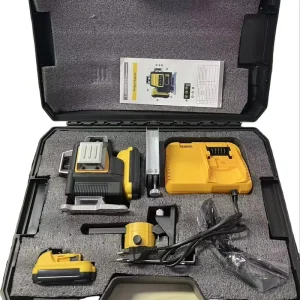 Industrial Rotary Green Beam Laser Level with 12 Dots Tripod 50m Range Lithium Battery High Precision 4D Model 532nm Wavelength