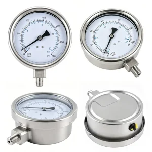 Industrial Stainless Steel Pressure Gauges High Accuracy Wide Range Copper Alloy Joint Glass Window Safety Glass Durable Case