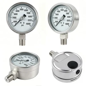 Industrial Stainless Steel Pressure Gauges High Accuracy Wide Range Joint for Hydraulic Pneumatic Systems