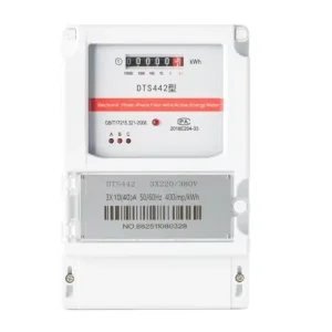 Industrial Three Phase 380V Power Meter Class 1.0 Accuracy 3x40A Rated Current 0 99999.9kWh Range Digital Only HUIXIA DTS