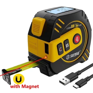 Industrial Tools Black and Yellow 80m ABS Plastic Meter Measuring Tape Laser Rangefinder