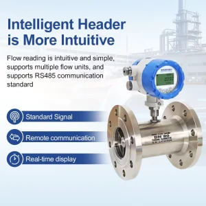Intelligent Digital Turbine Flowmeter 4-20mA RS485 Pulse Output Flange Mount for Petroleum Chemical Pipeline Monitoring