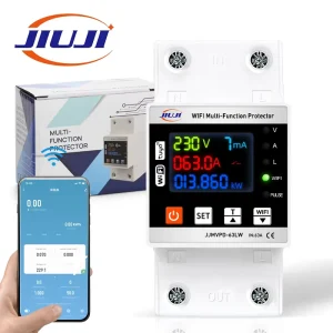 JIUJI LCD Display Multi Functional Meter Volt Ampere KWh KW Leakage Value PF Meter Adjustable Voltage Current Leakage Protector