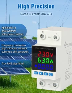 JMRD KWHX Adjustable Din Rail 2P 63A AC Over Under Voltage Protection Energy Power kWh Meter Voltage Protector