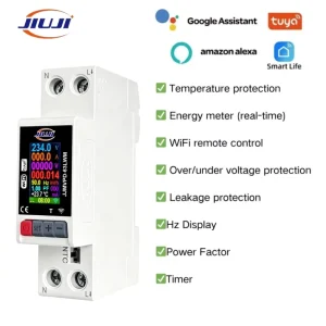 Jiuji Tuya Smart Switch Circuit Breaker LCD Energy Meter KWh Power Metering Timer Relay Remote Control Smart Life APP
