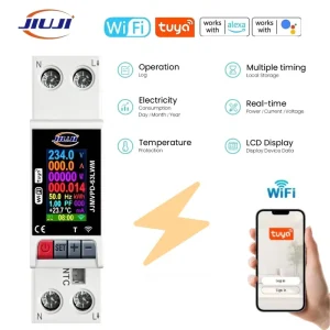 Jiuji Tuya Smart Switch Circuit Breaker LCD Energy Meter KWh Power Metering Timer Relay Remote Control Smart Life APP