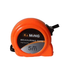KM-81 Orange Plastic Case Rolling Measuring Tape with One Top Lock 10m Measurement Range High-Visibility Blade