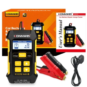 KONNWEI Battery Tester 12V Car 5A Battery Charger Pulse Repair Wet Dry AGM Gel Lead Acid Car Repair Tool