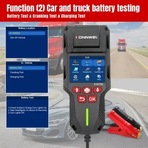 KONNWEI KW700 12V 24V Universal Car Battery Tester Internal Resistance Tester 2.8″ Color LCD QR Code Scanning Printing for All