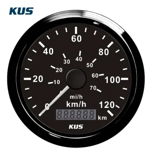 KUS 85mm 120/200km/h Speedometer with Odometer and Trip Odometer in LCD Display for Marine