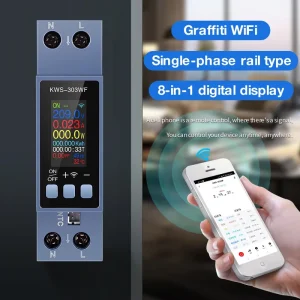 KWS-303 Tuya WiFi Power Meter APP Control 8 In1 Energy 85-290V 40A Voltage Current Meter Electricity Meter Smart Life KWS-303WF