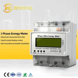 LCD 3 Phase 4 Wire 35mm Din Rail Energy Meter 230VAC Electronic KWh Meter Electric Energy Meter
