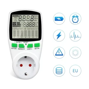 LCD Display Digital Electric Meter Power Analyzer Timer Socket Multi Plug Compatibility AC Power Consumption Monitor Voltage