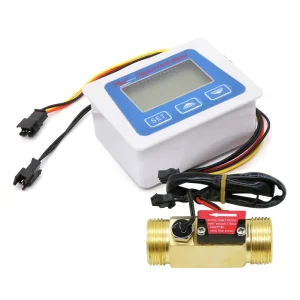 LCD S Battery Powered Portable Digital Water Meter G3 4″ Pipe Connection Hall Effect Temperature Probe Brass Flow Sensor OEM