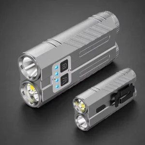 LED Flashlight Set Dual Head Rechargeable Large Small Zoom Work Light USB With Battery Display Clip Outdoor OEM
