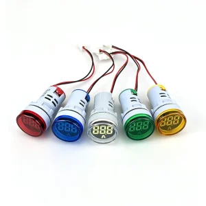 LED Mini Ammeter Power Indicator Light Signal Light Digital Display 220V Circular Current Voltage Frequency Meter