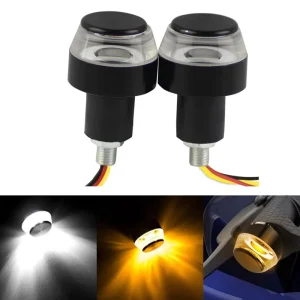 LED Motorcycle Front Handlebar Turning Light 12V Dual Color Turn Signal Indicator Light for Universal Motorcycle