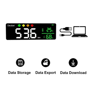 LED Screen Display Audio Volume Monitor Digital Noise Sound Level Meter Decibel Sonometer 30-130 DBA Support Data Logging