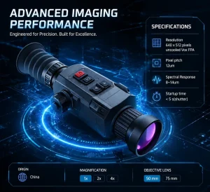 LION 6M 640×512 50Hz Thermal Imaging Scope with Laser Rangefinder, Long Range Night Vision Monocular for Outdoor Hunting