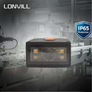 LONVILL IP65 Zinc Alloy Housing 1.5m Drop Resistant 2 Light Isolation Output DPM Code Fixed Barcode Reader for Labeling Machine