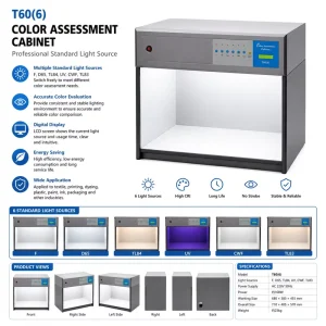 Laboratory Color Assessment Cabinet 6 Light Sources High Accuracy 0.5% 1 Year for Fabric Color Checking Metamerism