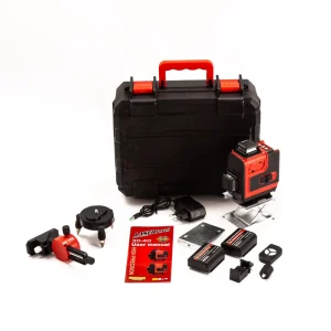 Laser Level 16-Line Red Laser Battery Powered Outdoor Automatic Leveling Infrared Wall Sticker Floor Instrument Indoor/Outdoor