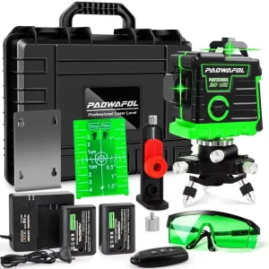 Laser Level 360 Self Leveling 4 X 360 with Screen Green Laser Line Tool Leveling and Alignment Laser Tool