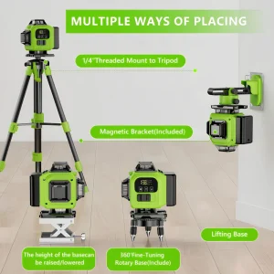 Laser Level for Floor and Wall Marking Professional Construction Work 360 Self Leveling Green Beam Laser Level Kit