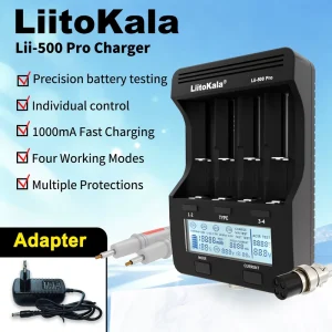 LiitoKala Lii 500 Pro Upgraded Lii 500 Smart LCD Charger With Adapter 4 Working Modes Battery Capacity & ACIR Tester