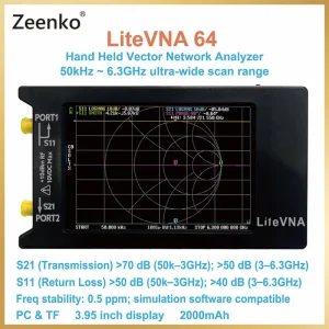 LiteVNA 64 Portable Vector Network Analyzer 50KHz 6.3GHz Handheld Antenna Analyzer for RF FPV R&D S Parameter Test Equipment